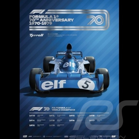 Poster Tyrrell F1 70ème anniversaire 1970 - 1979 Edition limitée
