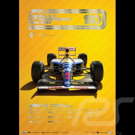 Poster Williams F1 70ème anniversaire 1990 - 1999 Edition limitée