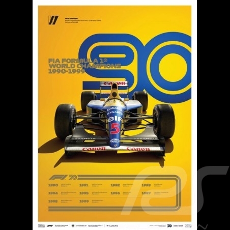 Williams Poster F1 World champions 1990 - 1999 Limited edition
