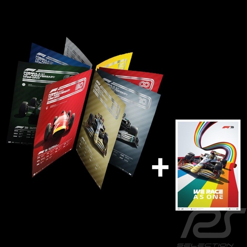 Set 8 posters F1 70ème anniversaire collection complète Edition limitée
