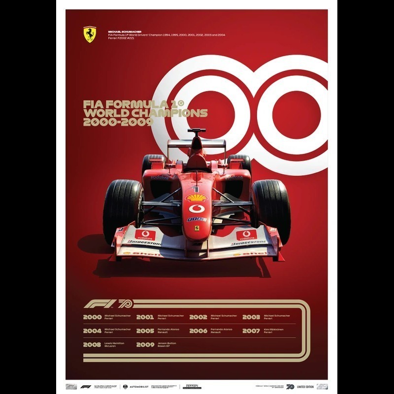 Set 8 posters F1 World champions Collection complète Edition limitée PLUS  Poster cadeau