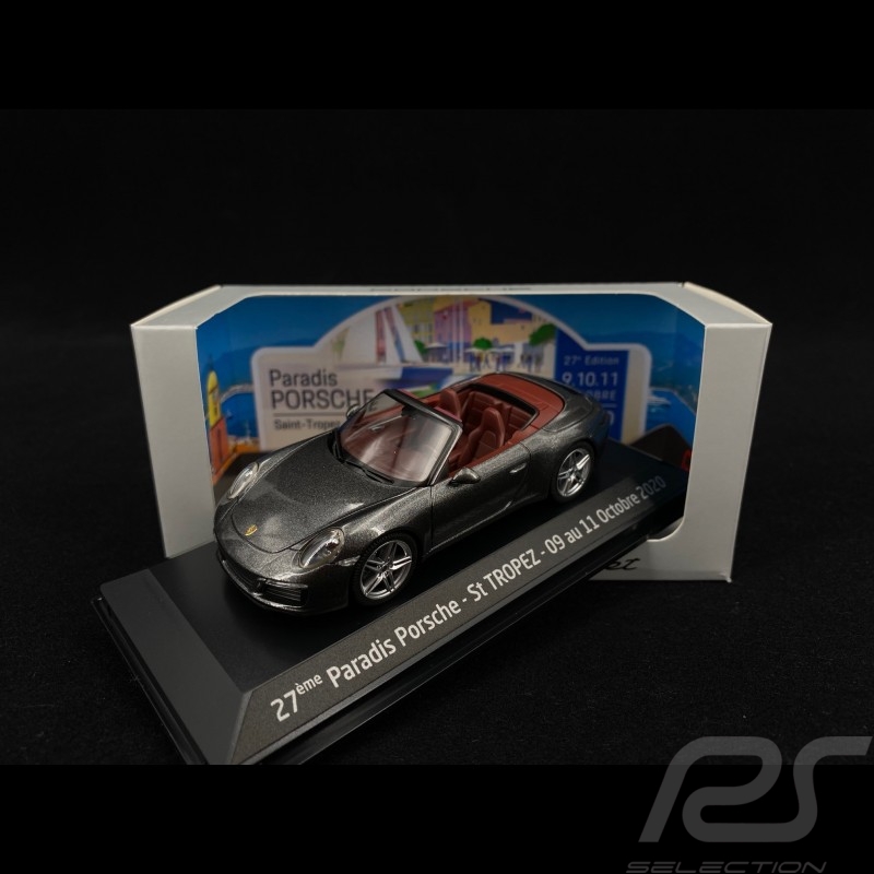 Porsche 911 Carrera 4 Cabriolet type 991 phase 2 2015 gris graphite Paradis Porsche St Tropez 2020 1/43 Herpa WAP0201010G