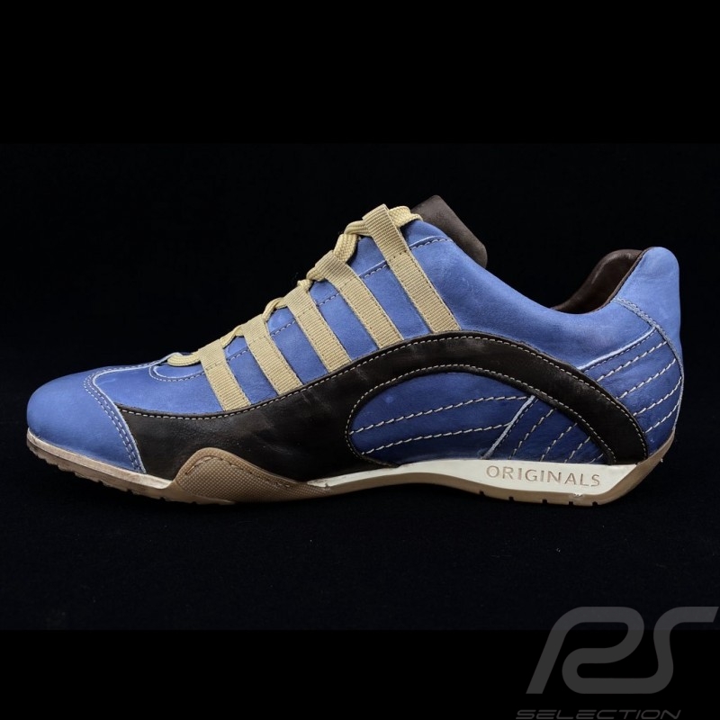 Sneaker / Basket Schuhe Style Rennfahrer Pazifik blau / braun V2 - Herren
