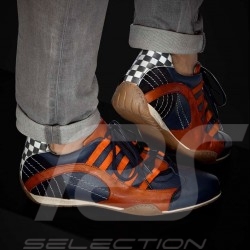 Chaussure Sport sneaker / basket Style pilote Bleu marine / orange - homme
