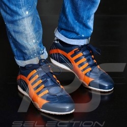 Chaussure Sport sneaker / basket Style pilote Bleu marine / orange - homme