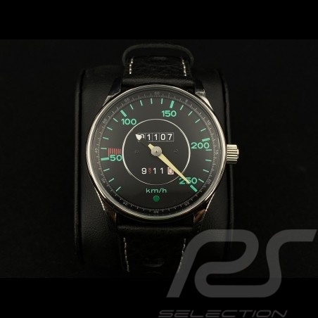 Porsche 911 250 km/h Tachometer Uhr Chromgehause / schwarz Wahl / grüne Zahlen