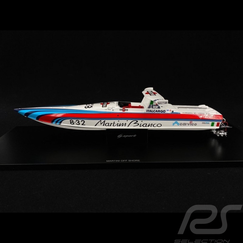 Bateau Martini Off Shore Boat Boot Lancia 8.32 1987 Rouge / blanc / bleu 1/43 Spark S2301