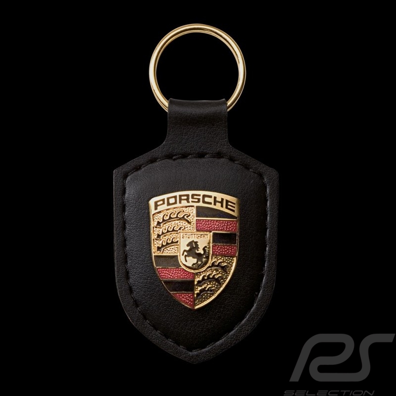 Porte-clé écusson Porsche cuir crème