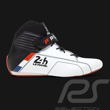 Chaussure de pilote 24h Le Mans FIA Bottine Cuir Blanc Pilot shoes Pilotenschuh homme