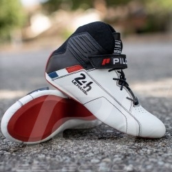 Pilot shoes 24h Le Mans FIA White Leather boot - men