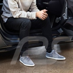 Chaussure de conduite Sneaker sport Suede Cuir Gris Driving shoes Fahrschuh homme