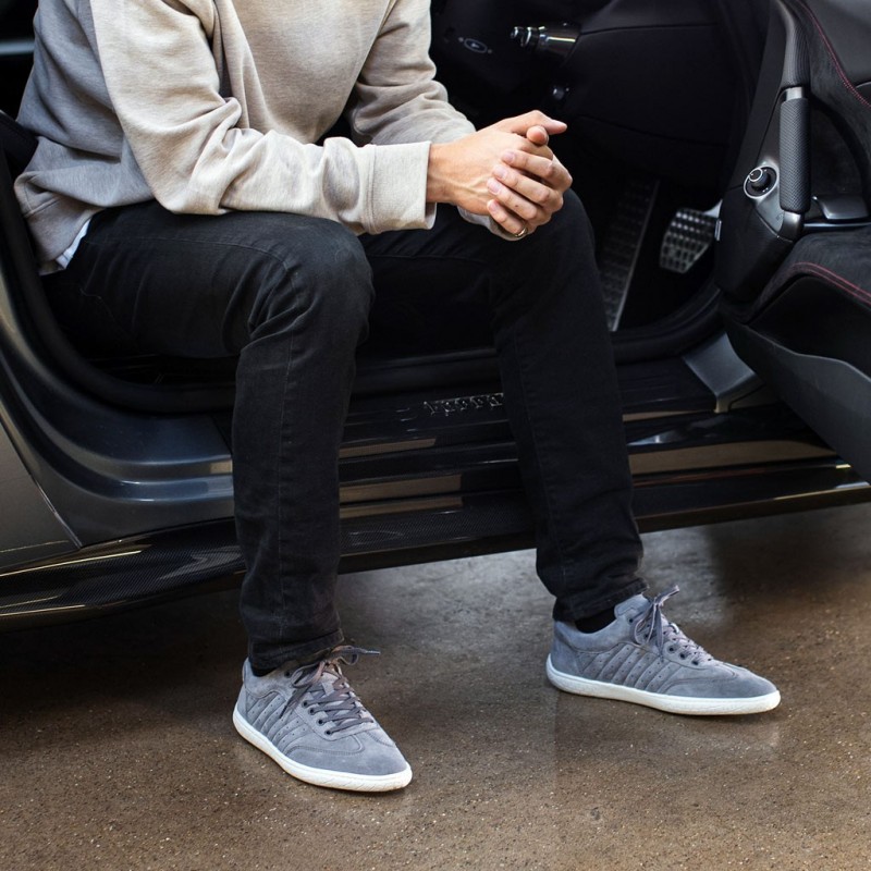 Chaussure Piloti Sneakers sport Suede Cuir Gris homme