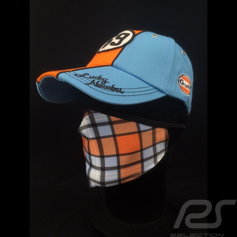 Gulf mask Tartan pattern Protective and washable Blue / orange Size L