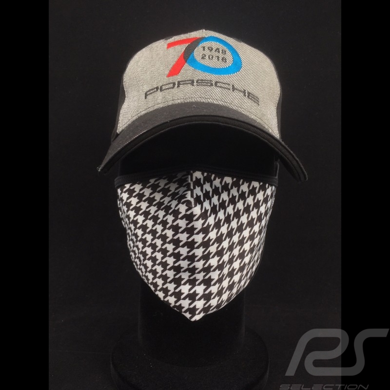 Pepita mask Houndstooth pattern Protective and washable Black / white Size L