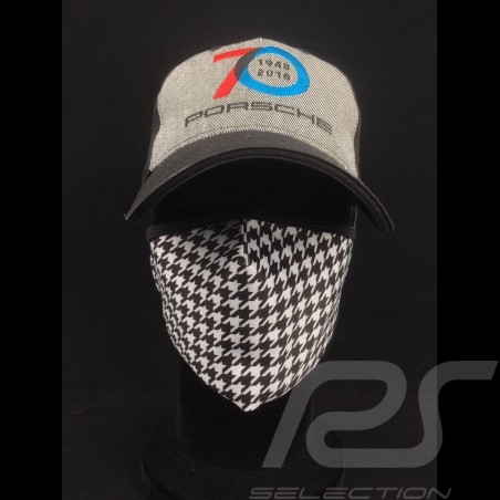 Pepita mask Houndstooth pattern Protective and washable Black / white Size L