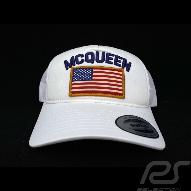 Casquette Hat Kappe Cap Steve McQueen Snapback Blanche Drapeau USA - homme