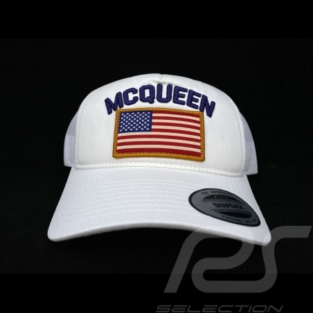 Casquette Hat Kappe Cap Steve McQueen Snapback Blanche Drapeau USA - homme