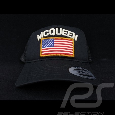Steve McQueen Kappe Snapback Schwarz USA Flagge - Herren