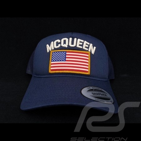 Casquette Hat kappe capSteve McQueen Snapback Bleu marine Drapeau USA - homme