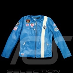Leather jacket Jean-Pierre Jarier F1 Team blue - men