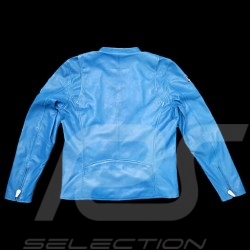 Veste cuir Jean-Pierre Jarier F1 Team Bleu blue leather jacket blaue Lederjacke homme