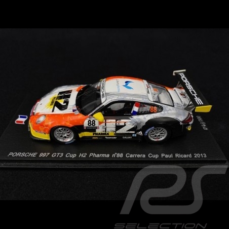 Porsche 911 GT3 Cup type 997 H2 Pharma n° 88 Carrera Cup Paul Ricard 2013 1/43 Spark SF073