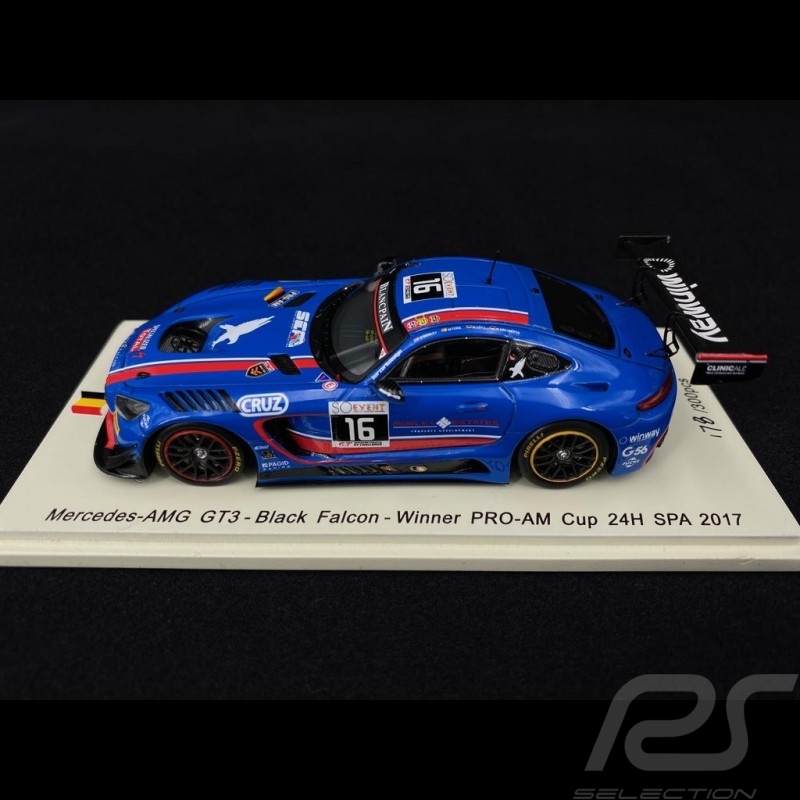 Mercedes AMG GT3 Vainqueur 24h Spa 2017 n° 16 Black Falcon 1/43 Spark SB148