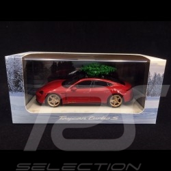 Porsche Taycan Turbo S 2020 rouge carmin avec sapin de Noël 1/43 Minichamps WAP0200000MPLG Christmas tree Weihnachtsbaum 