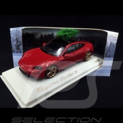 Porsche Taycan Turbo S 2020 rouge carmin avec sapin de Noël 1/43 Minichamps WAP0200000MPLG Christmas tree Weihnachtsbaum 