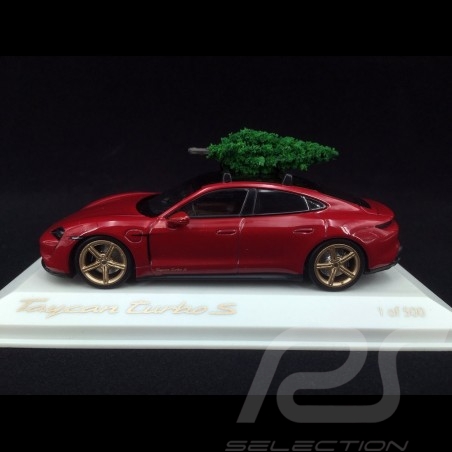Porsche Taycan Turbo S 2020 carmin rot mit Weihnachtsbaum 1/43 Minichamps WAP0200000MPLG