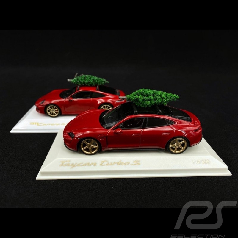 Duo Porsche 911 & Taycan Carmin red with Christmas tree 1/43 WAP0200000MPLG WAXL2000002