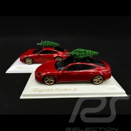 Duo Porsche 911 & Taycan Carmin red with Christmas tree 1/43 WAP0200000MPLG WAXL2000002