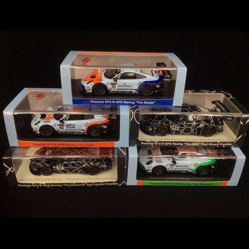 Set of 5 Porsche 911 GT3 R type 991 GPX Racing 1/43 Spark
