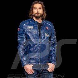 Veste Jacket Jacke cuir leather Leder 24h Le Mans 66 Mulsanne Bleu Royal - homme
