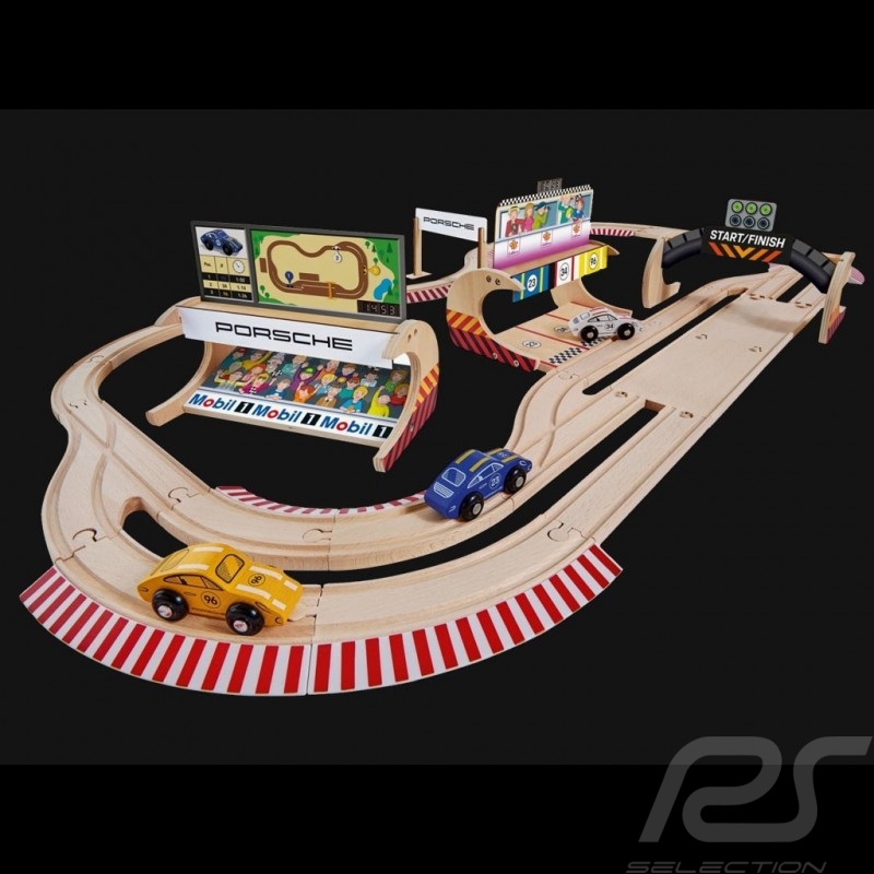 Porsche Racing 600 cm Rennstrecke aus Holz mit 3 Autos und Zubehör Eichhorn 109475855