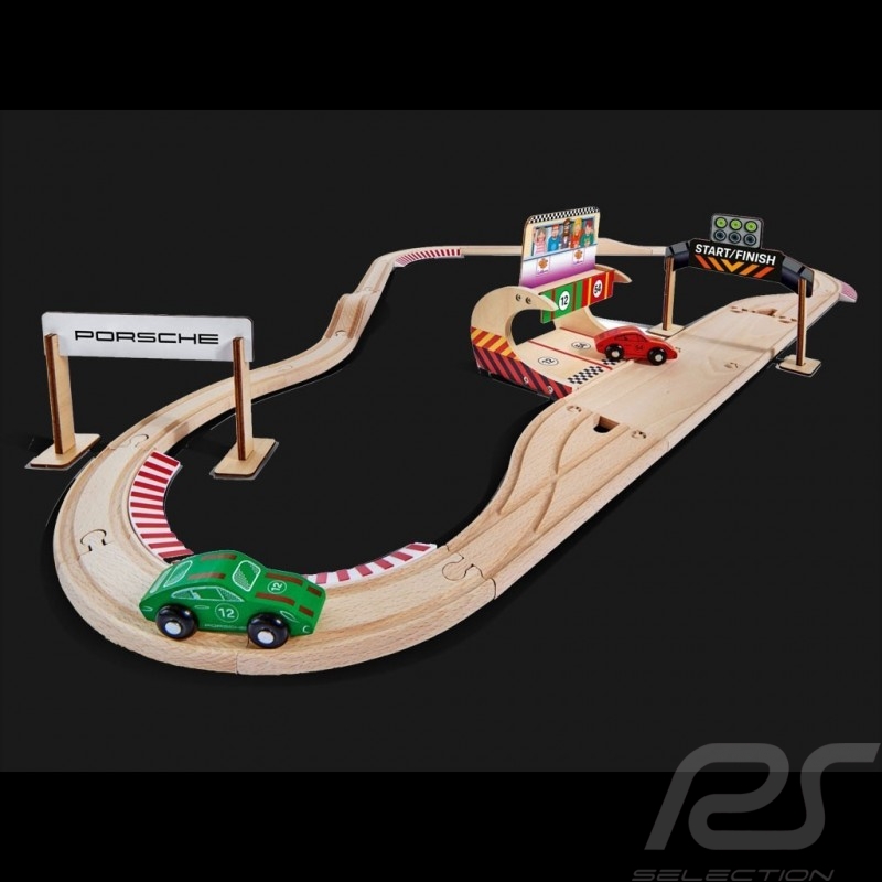 Porsche Racing 350 cm wooden track with 2 cars and accessories Eichhorn 109475850 Porsche Racing 350 cm wooden track with 2 cars and accessories Eichhorn 109475850