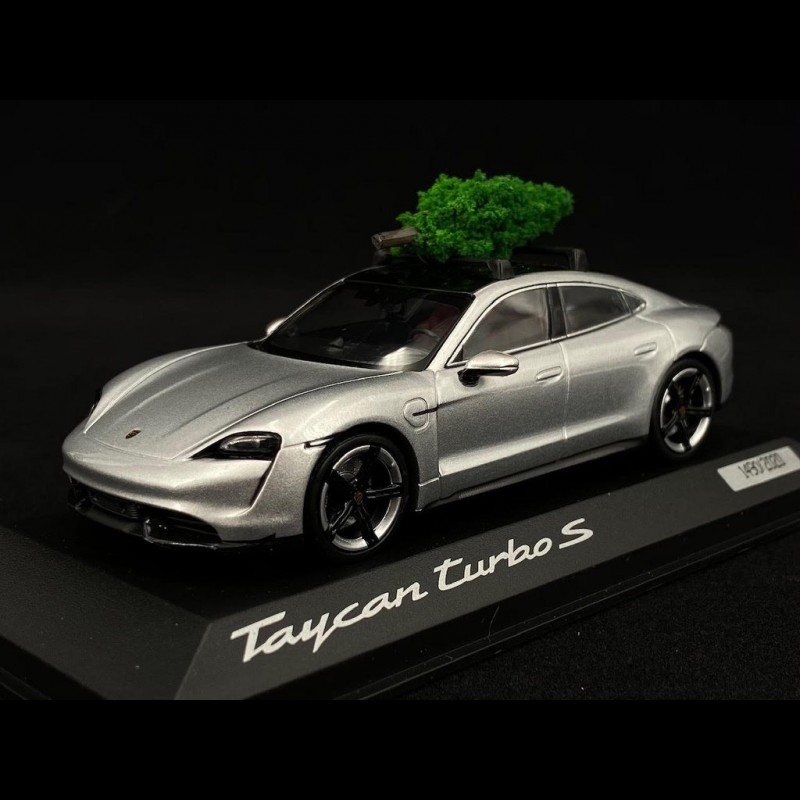 Porsche Taycan Turbo S 2020 Dolomite grey with Christmas tree 1/43
