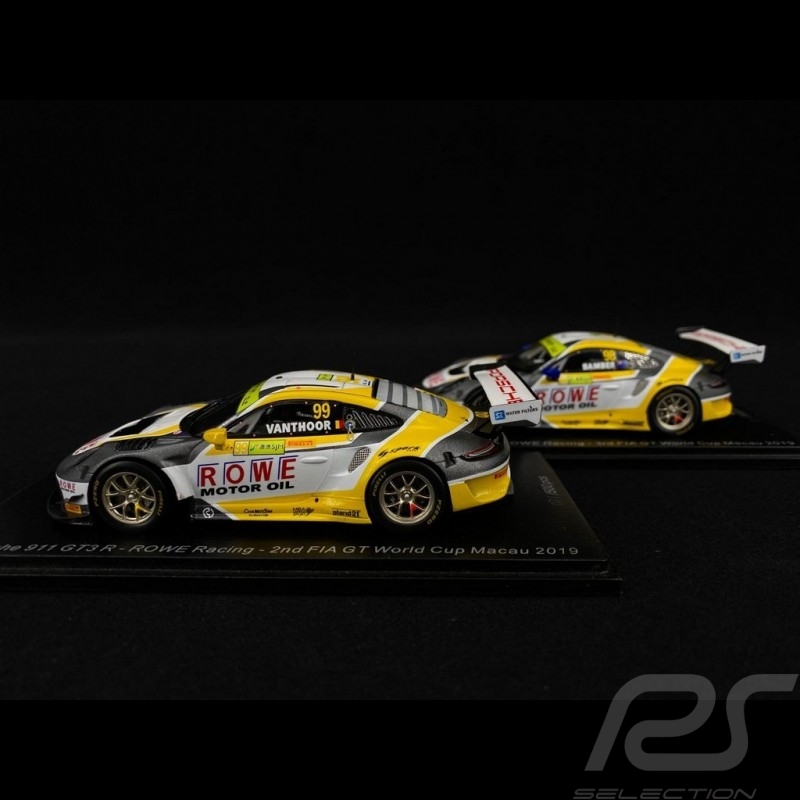 Duo Posche 911 GT3 R type 991 n° 98 & n° 99 FIA GT World Cup Macau 2019 1/43 Spark SA210 SA211