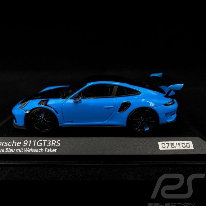 Porsche 911 GT3 RS typ 991.2 Pack Weissach 2019 Riviera blau Sehr selten 1/43 Minichamps 413067037