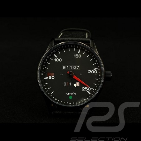 Montre compteur de vitesse Porsche 911 250 km/h boitier noir / fond noir / chiffres blancs watch uhr