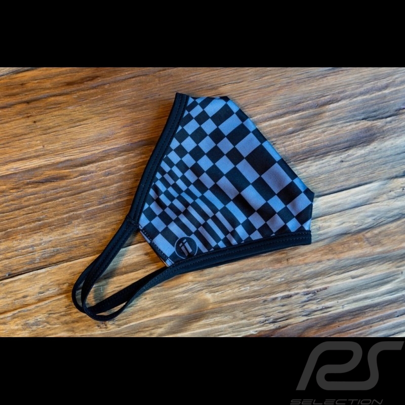 Pasha tiles mask Tartan pattern Protective and washable Black / grey Size L - Men