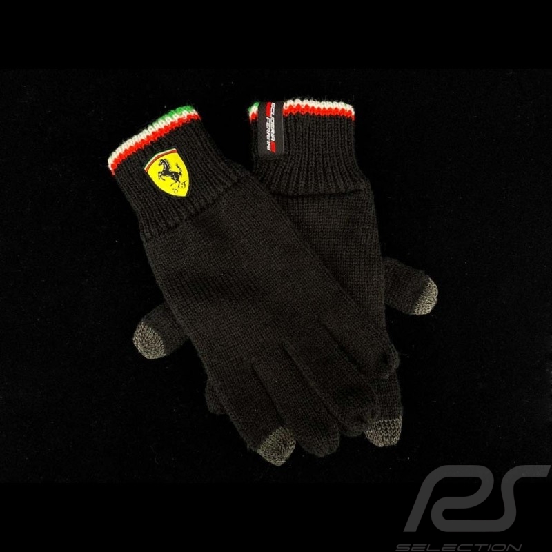 Ferrari knit gloves for touch screen Black