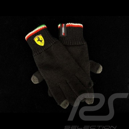 Ferrari knit gloves for touch screen Black