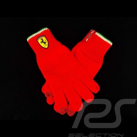 Ferrari knit gloves for touch screen Red