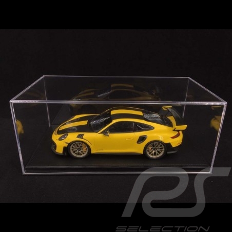 Vitrine 1/18 pour miniature Porsche Base simili cuir noir qualité premium