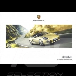 Brochure Porsche Boxster Déclaration d'indépendance 06/2013 en français ﻿WSLB1401000130