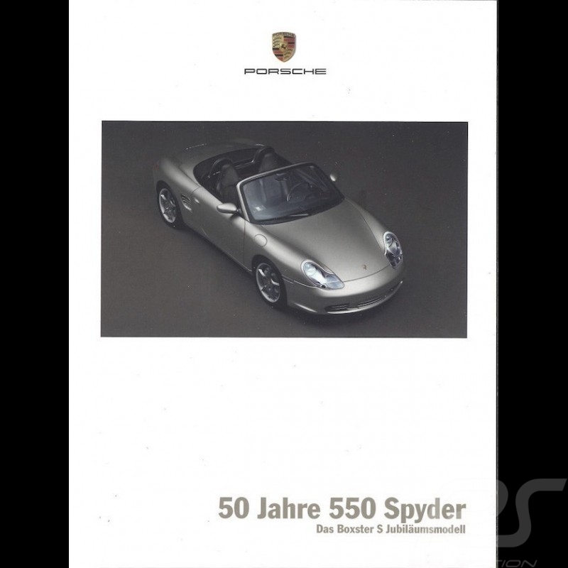 Brochure Porsche 50 ans 550 Spyder Modèle "anniversaire" Boxster S 09/2003 en français WVK30203004