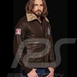 Royal Air Force Leather jacket Aviator style Britten Dark brown - men