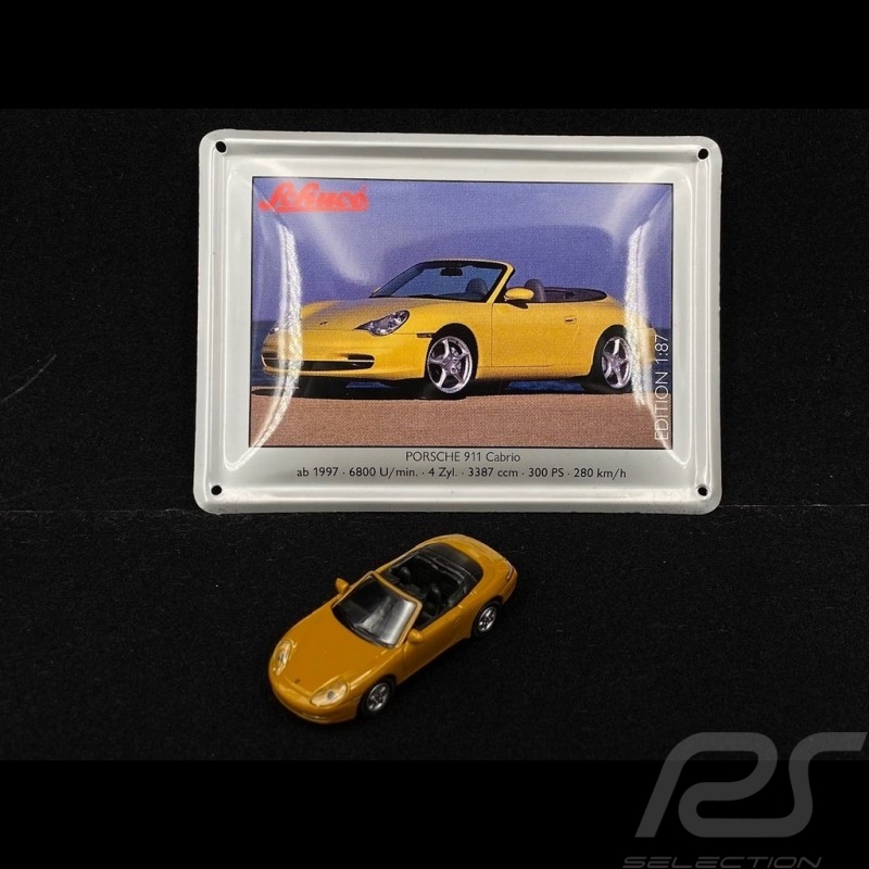 Porsche 911 Carrera Cabriolet type 996 1997 Metallic Gold with metallic card 1/87 Schuco 452693200