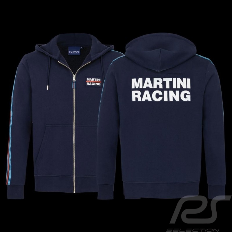 Veste Jacker Jacke Martini Racing Team Stripes à capuche Hoodie Bleu marine